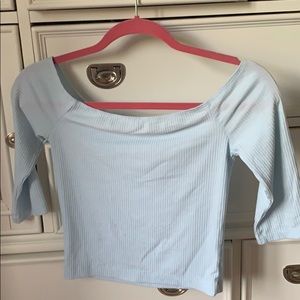 Blue off the shoulder PACSun shirt